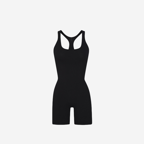 SKIMS OUTDOOR MID THIGH ONESIE ONYX