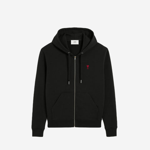 AMI PARIS AMI DE COUER BLACK ZIP HOODIE