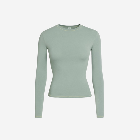 SKIMS COTTON JERSEY LONG SLEEVE T-SHIRT MINERAL