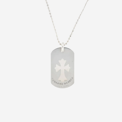 CHROME HEARTS CROSS CUT-OUT DOG TAG NECKLACE ‘SILVER’