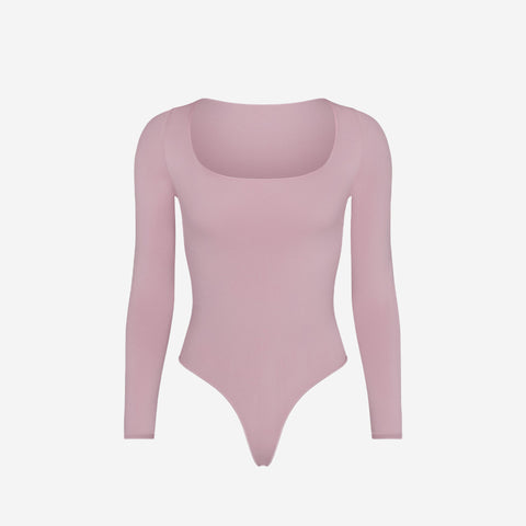 SKIMS ESSENTIAL LONG SLEEVE SCOOP NECK BODYSUIT DUSK