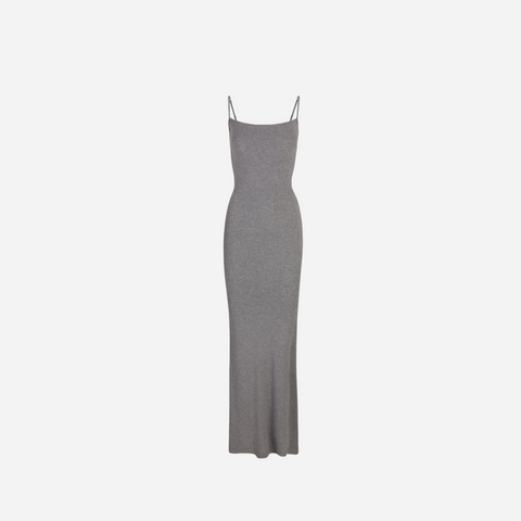 SKIMS SOFT LOUNGE LONG SLIP DRESS GRAY