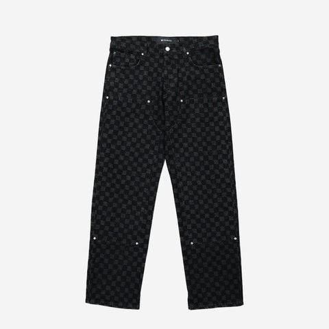 MISBHV DENIM MONOGRAM CARPENTER TROUSERS BLACK