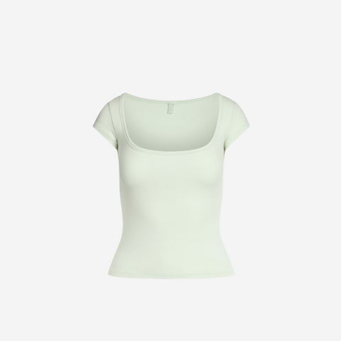 SKIMS COTTON JERSEY SCOOP NECK T-SHIRT SPEARMINT