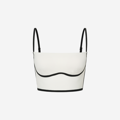 ALO YOGA AIRBRUSH STREAMLINED BRA TANK IVORY/BLACK