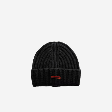 HERON PRESTON BLACK RIBBED BEANIE
