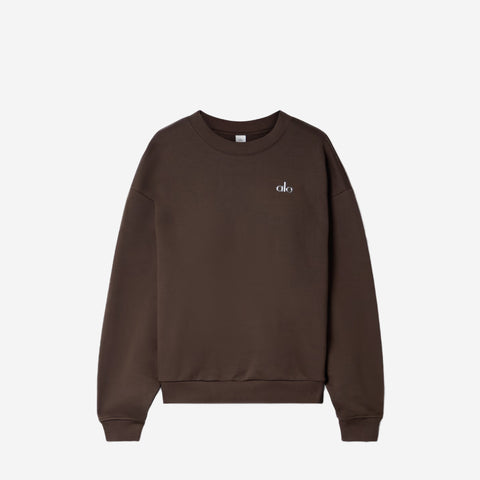 ALO YOGA ACCOLADE CREW NECK PULLOVER ESPRESSO