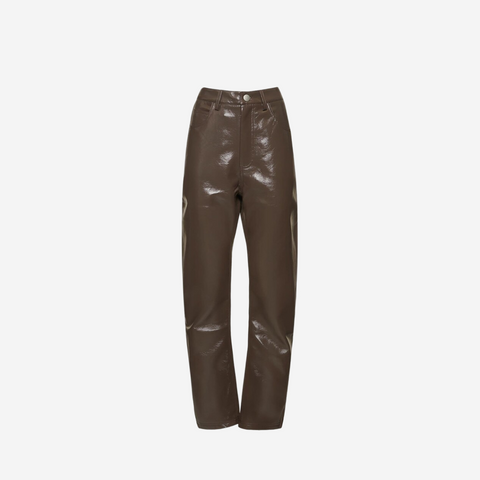ENTIRE STUDIOS WET FAUX LEATHER PANTS BROWN