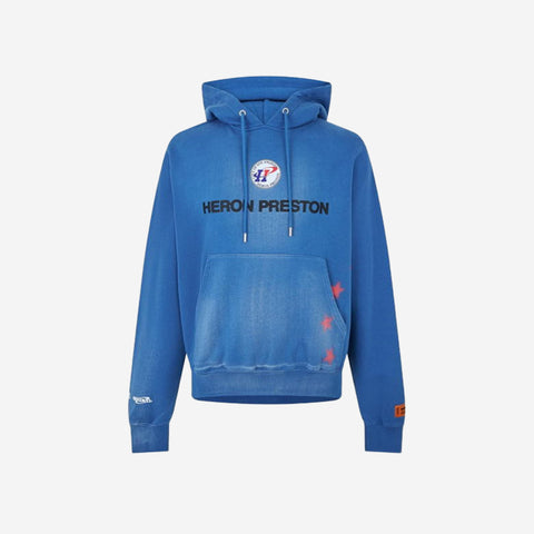 HERON PRESTON DISTRESSED HOODIE BLUE