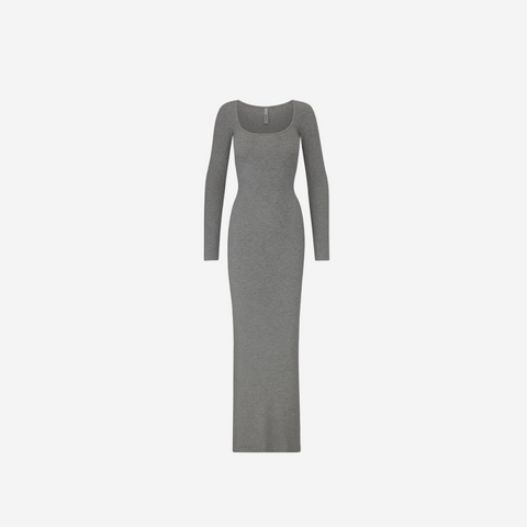 SKIMS SOFT LOUNGE LONG SLEEVE DRESS GRAY