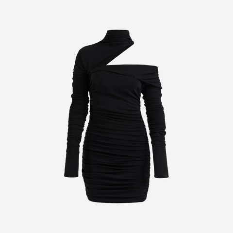 MUGLER X H&M GATHERED ONE SHOULDER MINI DRESS