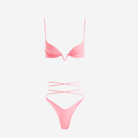 MUGLER H&M WOMEN'S PADDED BIKINI PINK