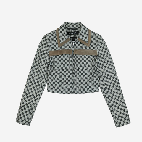 MISBHV MONOGRAM JACQUARD CANVAS/SUEDE CROPPED JACKET