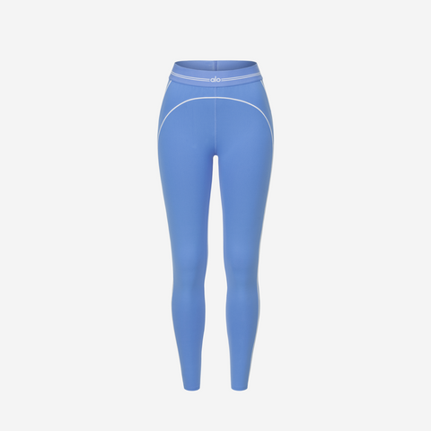 ALO YOGA AIRBRUSH HIGH-WAIST HEART THROB LEGGING CRYSTAL CLEAR BLUE/WHITE