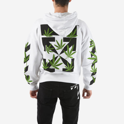OFF-WHITE WEED HOODIE WHITE