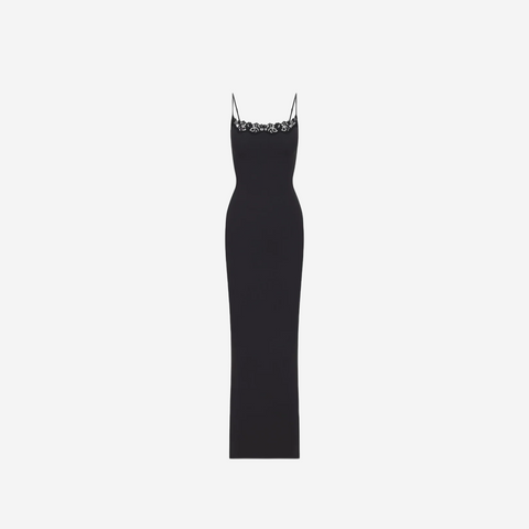 SKIMS FITS EVERYBODY LACE LONG SLIP DRESS ONYX