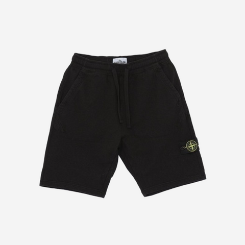 STONE ISLAND BLACK SWEATSHORTS