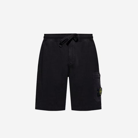 STONE ISLAND BLACK SWEATSHORTS