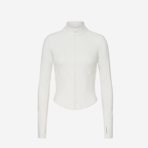 ALO YOGA AIRBRUSH CORSET FULL ZIP JACKET IVORY