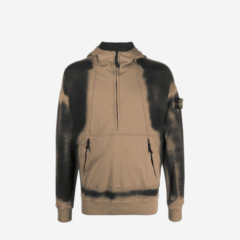 Stone Island Black & Taupe Half-Zip Hoodie