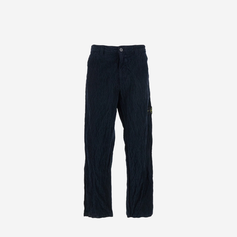 Stone Island Logo Patch Straight Leg Pants NAVY
