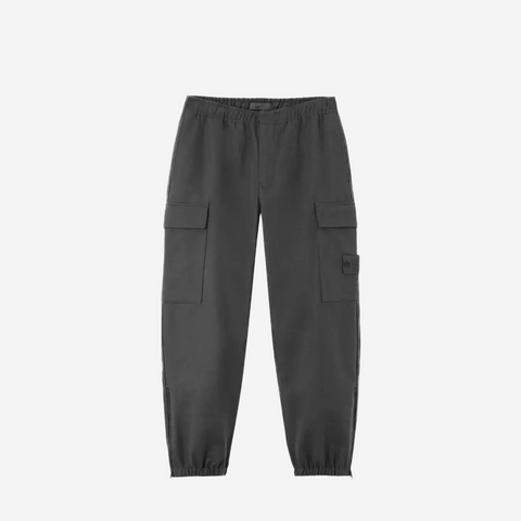 STONE ISLAND GHOST CARGO WOOL PANTS GREY