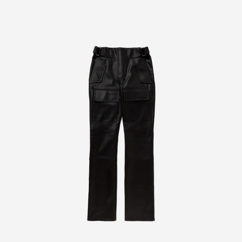 MISBHV CINCH FAUX-LEATHER TROUSERS BLACK