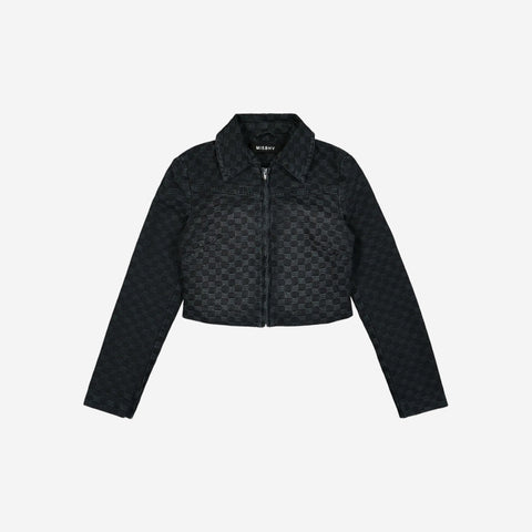 MISBHV BLACK JACQUARD MONOGRAM DENIM JACKET