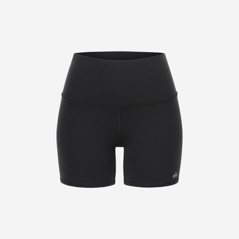 ALO YOGA 5" AIRBRUSH HIGH-WAIST BIKER SHORT BLACK