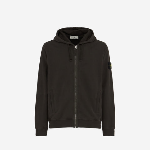 Stone Island Compass Patch Zip-Up Hoodie Lead Grey