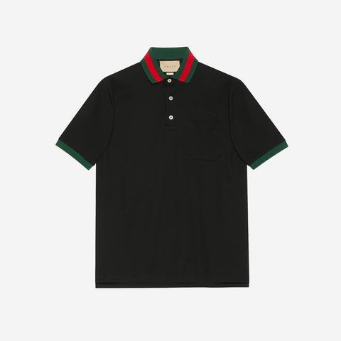 GUCCI COTTON POLO WITH GG EMBROIDERY