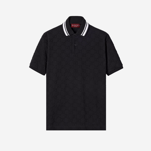 GUCCI COTTON POLO WITH GG EMBROIDERY