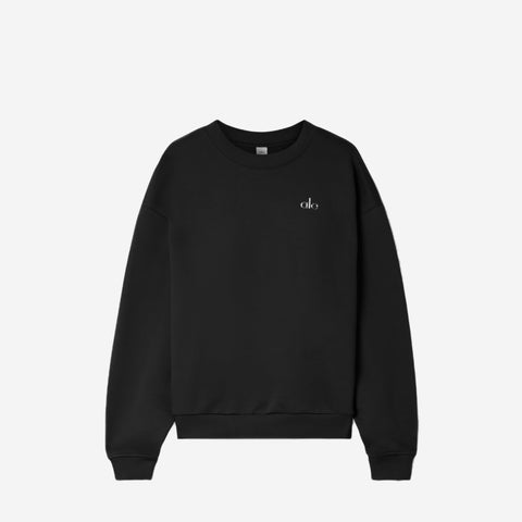 ALO YOGA ACCOLADE CREW NECK PULLOVER BLACK