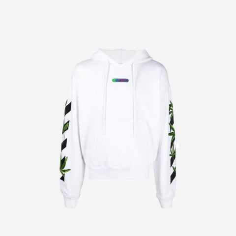 OFF-WHITE WEED HOODIE WHITE