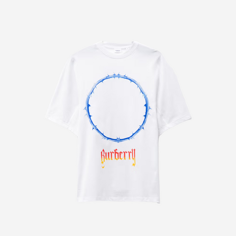 BURBERRY THORN AND LOGO OVERSIZED T-SHIRT WHITE