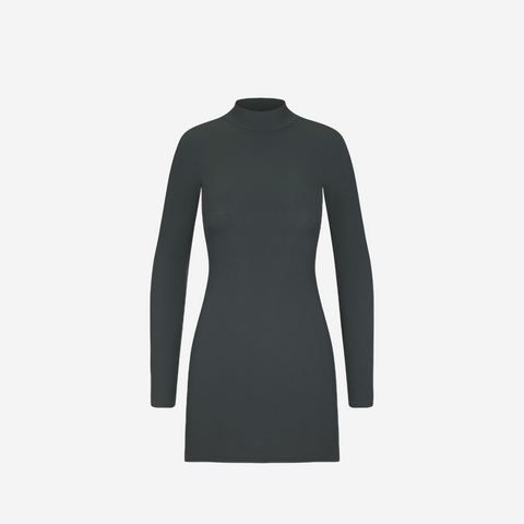 SKIMS SOFT LOUNGE TURTLENECK MINI DRESS DEEP SEA