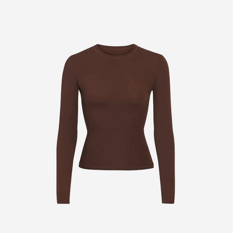SKIMS FITS EVERYBODY LONG SLEEVE T-SHIRT COCOA