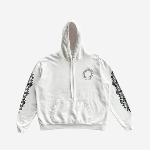 CHROME HEARTS EXCLUSIVE HORSE SHOE WHITE HOODIE MIAMI
