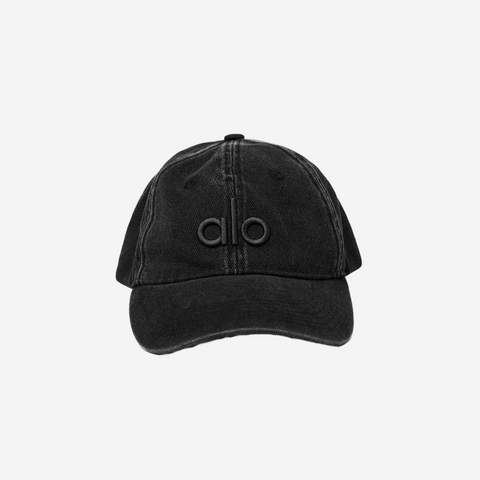 ALO YOGA WASHED OFF-DUTY CAP VINTAGE BLACK
