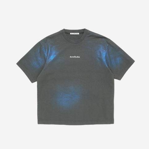 ACNE STUDIOS KHAKI & BLUE LOGO T-SHIRT