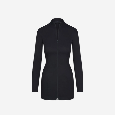 KHY POPLIN ZIP MINI DRESS BLACK