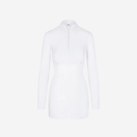 KHY POPLIN ZIP MINI DRESS WHITE