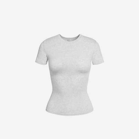 SKIMS COTTON JERSEY T-SHIRT LIGHT HEATHER GREY