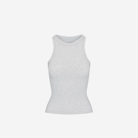 SKIMS COTTON JERSEY CREW NECK TANK LIGHT HEATHER GREY