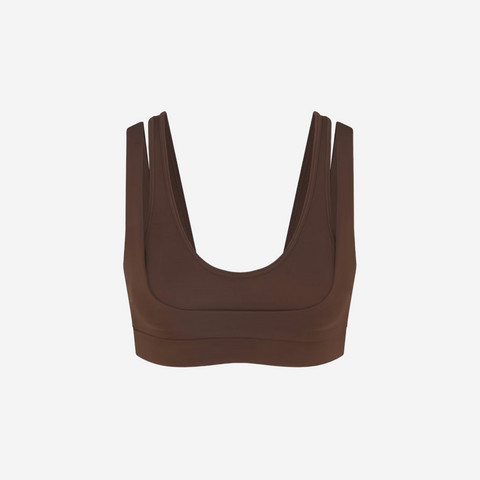 Nike SKIMS MATTE DOUBLE STRAP SCOOP BRA DARK SEPIA