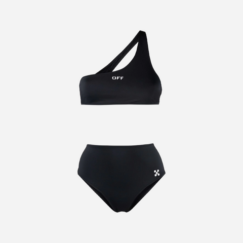 Off-White logo-print one-shoulder bikini set