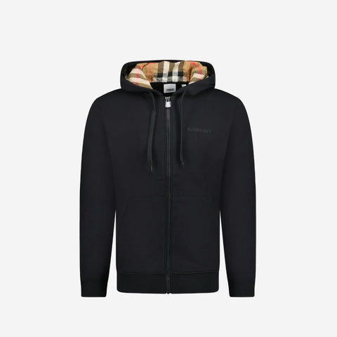Burberry Letter Graphic Cotton Blend Zip Hoodie Black