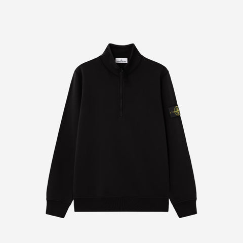 STONE ISLAND BLACK HALF-ZIP SWEATSHIRT