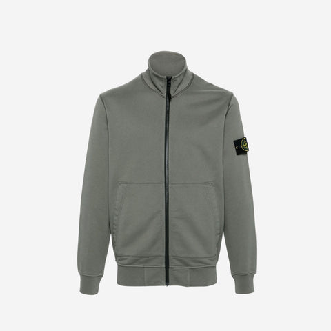 Stone Island Logo-Patch Full-Zip Olive Sweatshirt