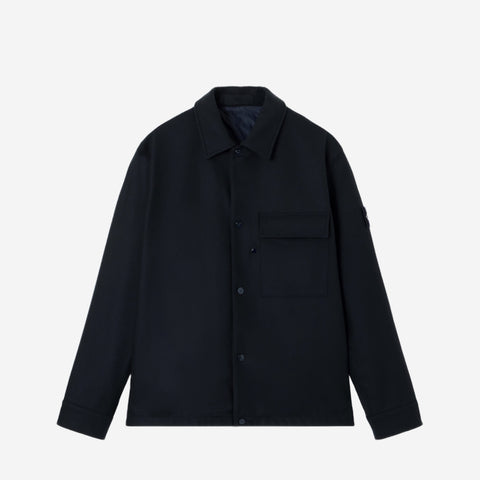 STONE ISLAND GHOST WOOL OVERSHIRT navy